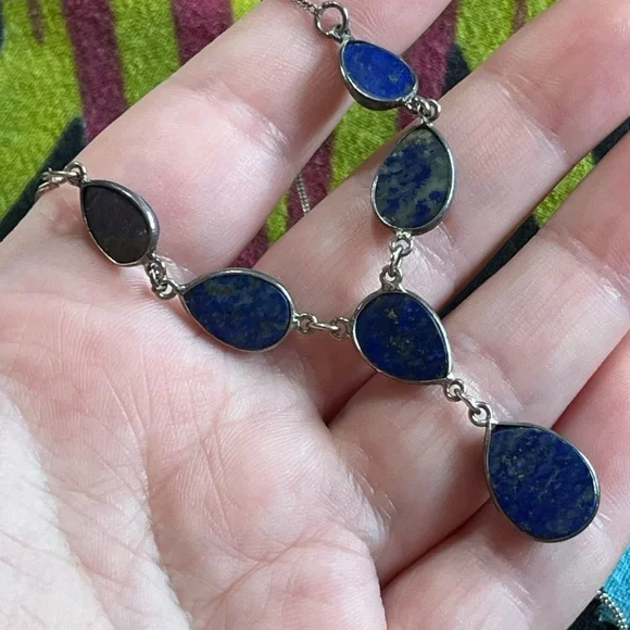 VTG Whimsigoth Lapis Lazuli Stone Sterling Silver 925 Necklace
